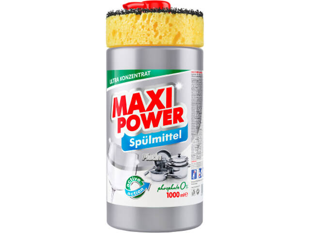 Засіб для ручного миття посуду Maxi Power Платинум 1000 мл (4823098402794) - Фото 1