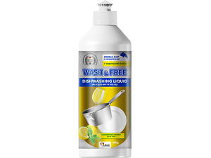 Засіб для ручного миття посуду Wash&amp;Free соковитий лимон та м&apos;ята 500 г (4260637724298)