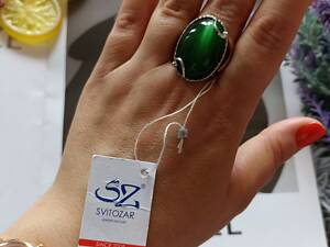 Серебряное кольцо с золотом и улекситом размер 19.