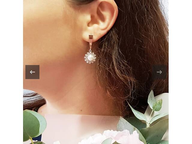 Срібні сережки з золотом і перлинами - Фото 15