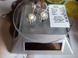 Серебряные серьги с золотом и жемчугом.