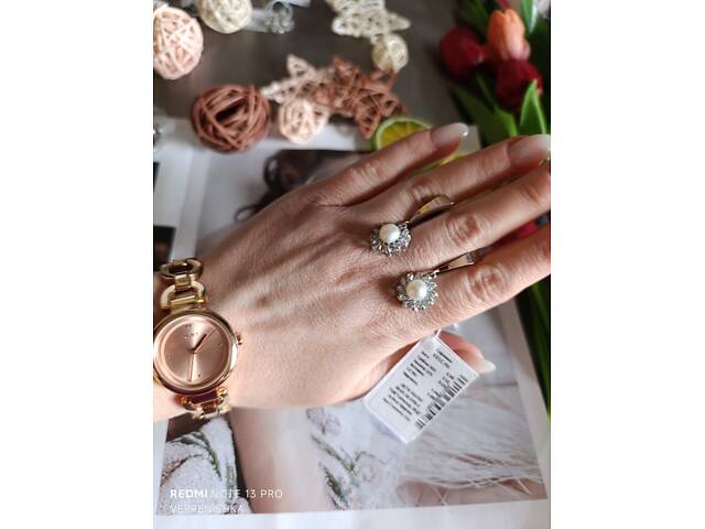 Срібні сережки з золотом і перлинами - Фото 2