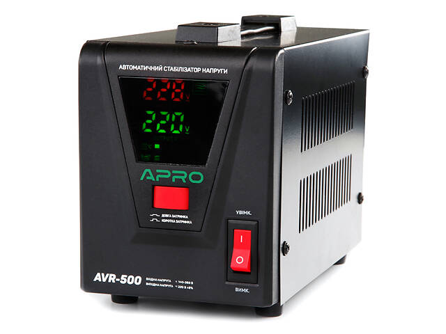 Стабилизатор напряжения релейный APRO AVR-500 : 400 Вт, релейный, Led-дисплей, вес 2.15 кг - Фото 1