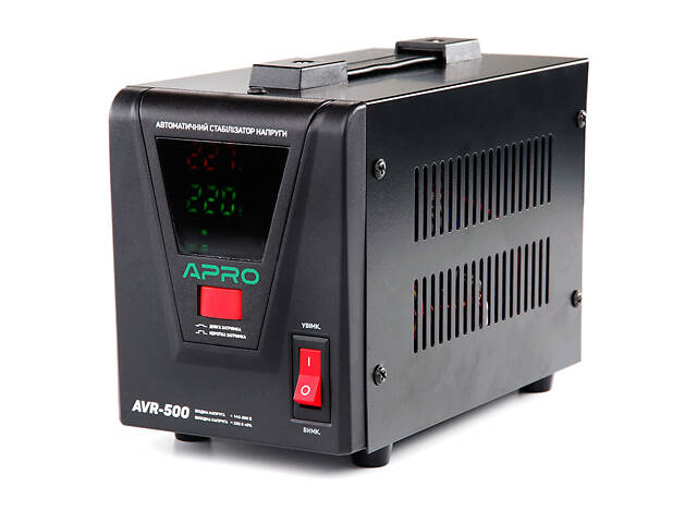Стабилизатор напряжения релейный APRO AVR-500 : 400 Вт, релейный, Led-дисплей, вес 2.15 кг - Фото 2