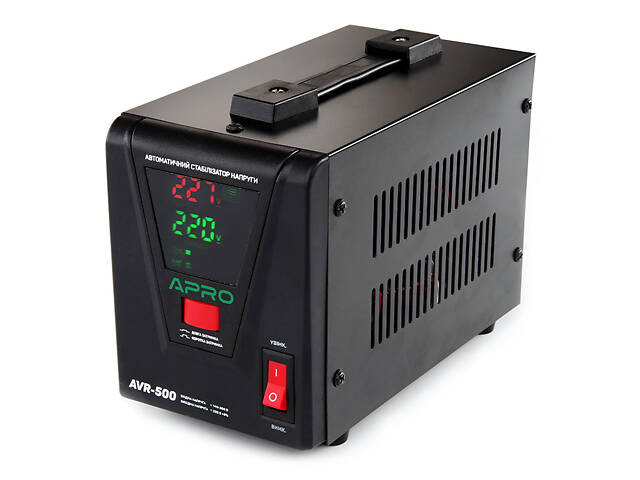 Стабилизатор напряжения релейный APRO AVR-500 : 400 Вт, релейный, Led-дисплей, вес 2.15 кг - Фото 4