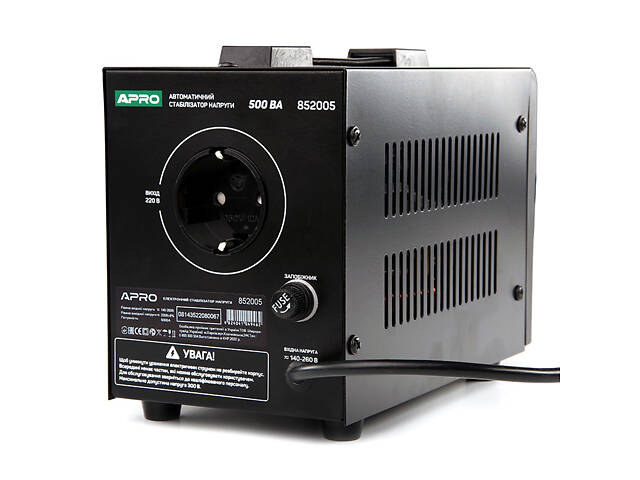 Стабилизатор напряжения релейный APRO AVR-500 : 400 Вт, релейный, Led-дисплей, вес 2.15 кг - Фото 6