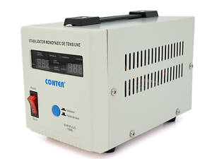 Стабилизатор напряжения релейный Conter SVR--PLUS-1000VA/750W однофазный, напольного монтажа, LED дисплей,