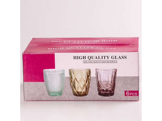 Склянка для напоїв фігурна гранована з товстого скла набір 6 шт Сірий - Фото 4