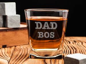 Склянка для віскі 'Dad Bos', англійська, Дерев'яна подарункова коробка, 300 мл