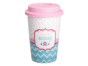 Стакан кружка керамический 420 (мл) с силиконовой крышкой I love my mommy RX-N240288LM