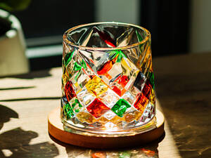 Склянка рокс, що обертається 300 (мл) бокал для віскі з дерев'яною підставкою дзига