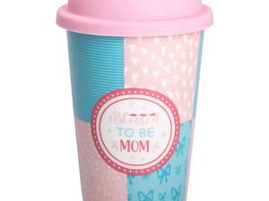 Стакан фарфоровый 420 мл с силиконовой крышкой Blessed to be mom RX-N240288BM