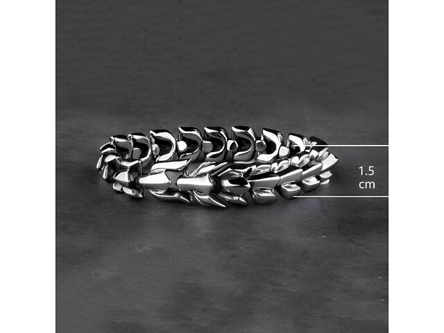 Стальной мужской браслет в виде дракона RESTEQ — серебристый браслет Дракон, длина 19 см, 95 г - Фото 4