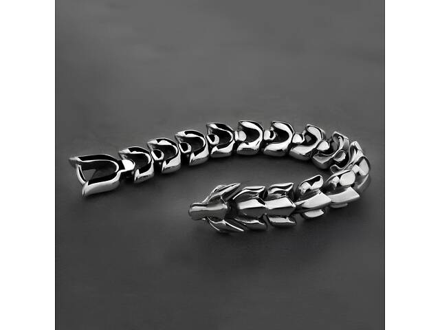 Стальной мужской браслет в виде дракона RESTEQ — серебристый браслет Дракон, длина 19 см, 95 г - Фото 5