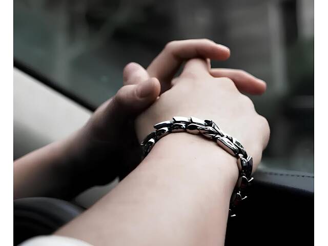 Стальной мужской браслет в виде дракона RESTEQ — серебристый браслет Дракон, длина 19 см, 95 г - Фото 7