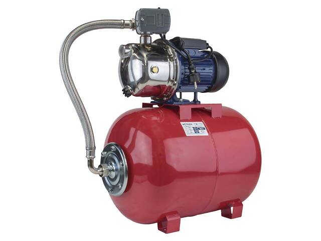 Станция 1.1кВт Hmax 48м Qmax 60л/мин (самовсасывающий насос нерж) 50л Украина WETRON (775054/50) - Фото 1