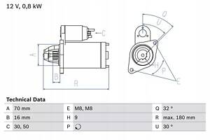 Стартер (12v, 0, 8kw) smart cabrio, ci