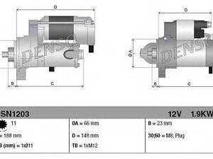 Стартер DENSO DSN1203 на AUDI A7 Sportback (4GA, 4GF)