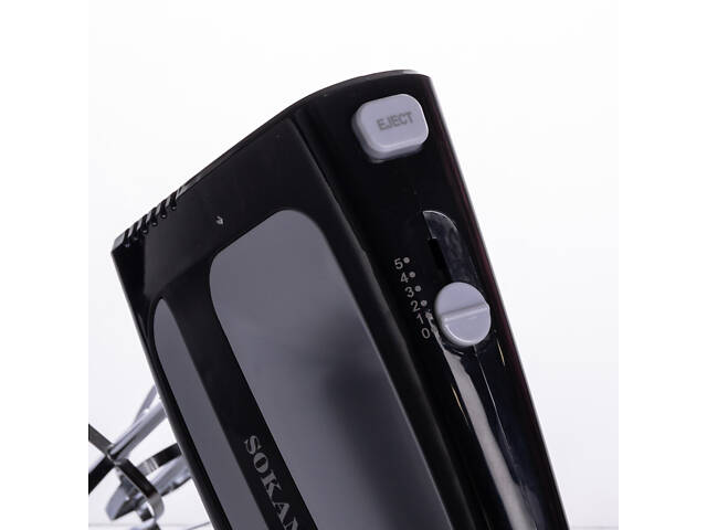 Стаціонарний міксер Sokany CX-6622 з чашею 3,5 л, 400 Вт, 5 швидкостей, 2 насадки Чорний - Фото 3