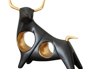 Статуэтка Бык RESTEQ чёрный — стильный элемент декора для дома или офиса, Фигурка для интерьера Черный бык