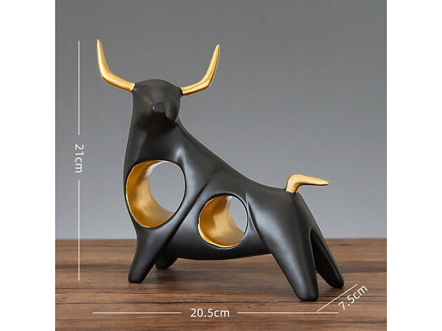 Статуетка Бик RESTEQ чорний — стильний декор для вашого дому чи офісу. Фігурка для інтер'єру Чорний бик - Фото 2