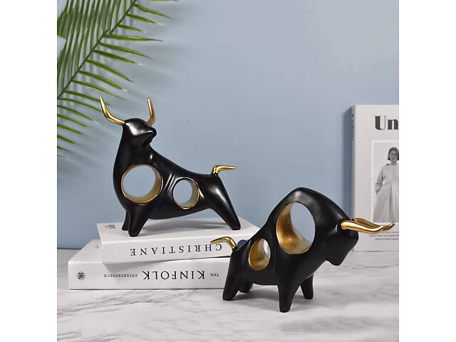 Статуетка Бик RESTEQ чорний — стильний декор для вашого дому чи офісу. Фігурка для інтер'єру Чорний бик - Фото 3