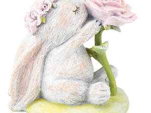 Статуетка декоративна Крольчиха з трояндою 12х10 см 16013-042 полістоун