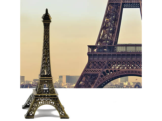 Статуэтка Эйфелева башня RESTEQ 38 см — винтажный металлический сувенир из Парижа - Фото 1