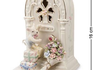 Статуэтка фарфоровая музыкальная Pavone Мышонок и ретро радио 16 см 1101310