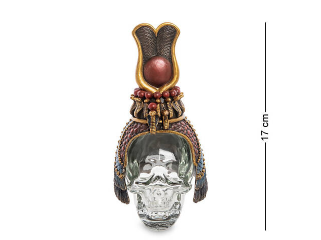 Статуетка флакон Єгипетський головний убір на скляному черепі 17 см Veronese AL45473 - Фото 5