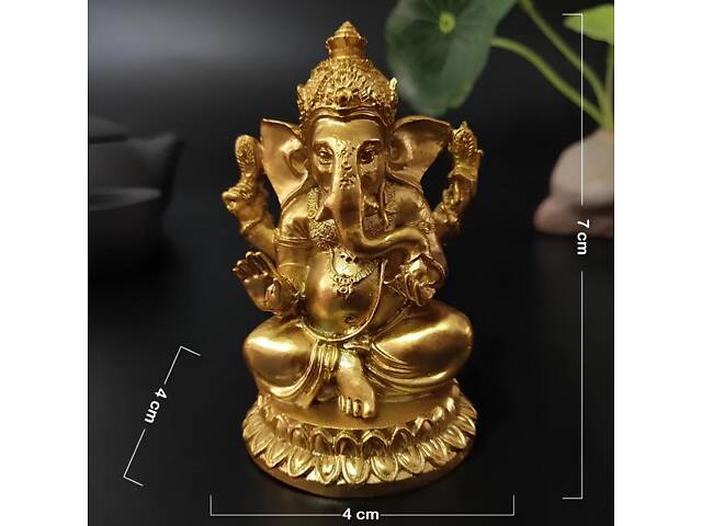 Статуетка Ганеша RESTEQ - фігурка для інтер'єру Ganesha 4x4x7 см, декоративний елемент для дому та офісу, символ удачі та - Фото 3