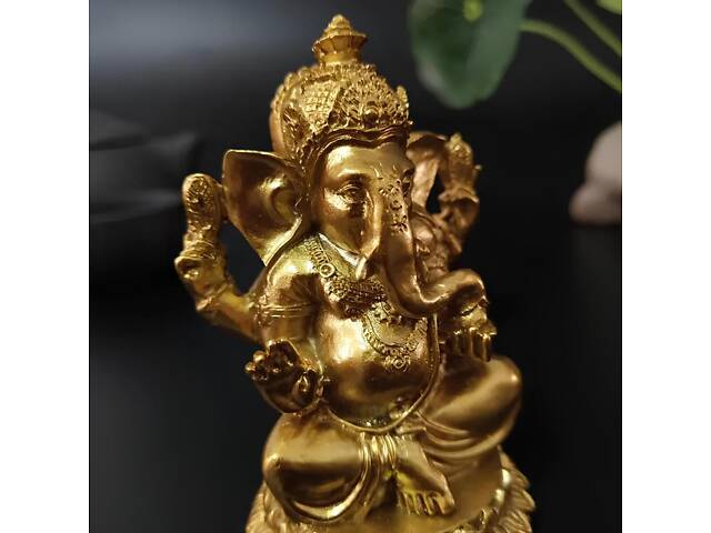 Статуетка Ганеша RESTEQ - фігурка для інтер'єру Ganesha 4x4x7 см, декоративний елемент для дому та офісу, символ удачі та - Фото 4