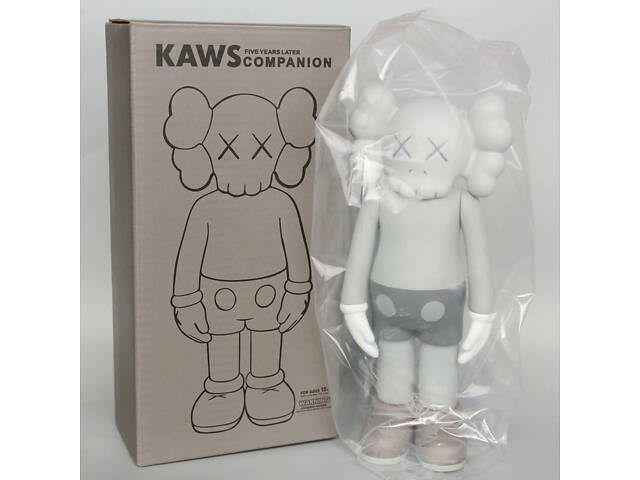 Статуэтка Kaws Companion серого цвета 18 см. Дизайнерская игрушка Кавс серый. Фигурка для интерьера медведь - Фото 5