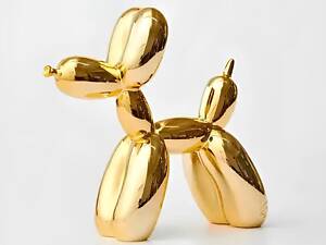 Статуэтка Собачка из шарика RESTEQ — золотая фигурка в стиле Jeff Koons Balloon Dog, интерьерный декор 10×10×4