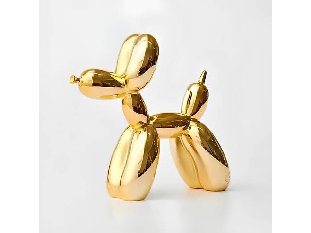 Статуетка Собачка з кульки RESTEQ - золота фігурка в стилі Jeff Koons Balloon Dog, інтер'єрний декор 10×10×4 см - Фото 1