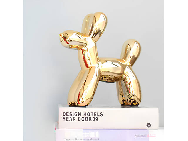 Статуетка Собачка з кульки RESTEQ - золота фігурка в стилі Jeff Koons Balloon Dog, інтер'єрний декор 10×10×4 см - Фото 3