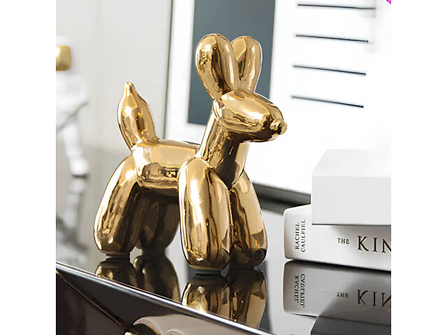 Статуетка Собачка з кульки RESTEQ - золота фігурка в стилі Jeff Koons Balloon Dog, інтер'єрний декор 10×10×4 см - Фото 5