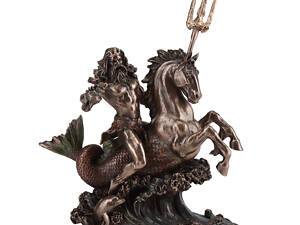 Статуетка Veronese Посейдон бог моря з тризубцем 27 см 76939 бронзове покриття