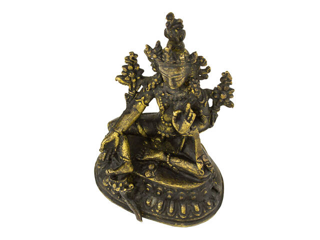 Статуя Kailash Зеленая Тара Бронза Оксид 10.2 см Ручная работа (26325) - Фото 6