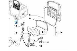 Скло дверей передньої правої Fiat Fiorino 2007 -. .. 1353017080