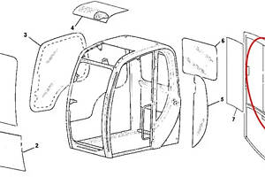 Стекло левой двери (форточка) JCB JS JHN0138