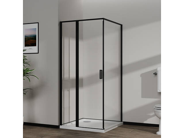 Скляна душова кабіна AVKO Glass RDR13B, 90х90х190 Black - Фото 3