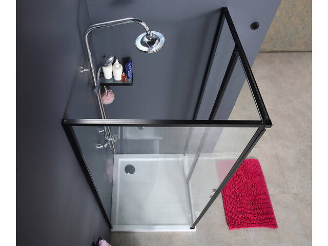 Скляна душова кабіна AVKO Glass RDR13B, 90х90х190 Black - Фото 9