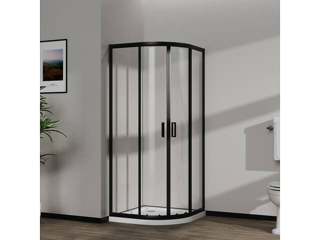 Скляна душова кабіна AVKO Glass RDS06, 90х90х190 Black - Фото 3