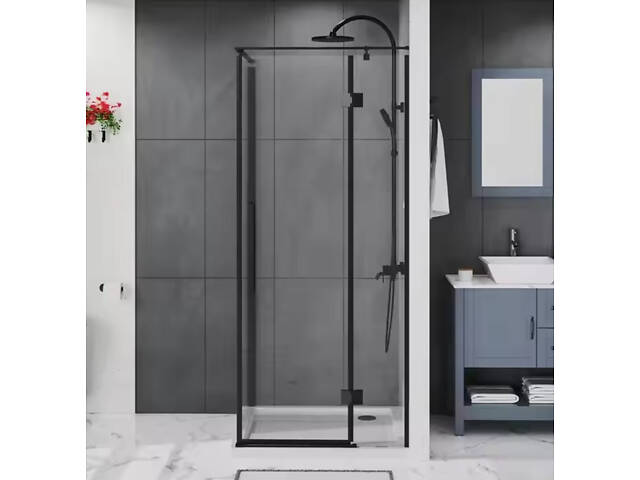 Скляна душова кабіна AVKO Glass S237R, 90х90х190 Black - Фото 4