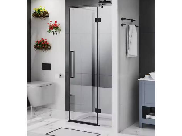 Скляна душова кабіна AVKO Glass S237R, 90х90х190 Black - Фото 5