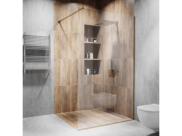 Скляна душова перегородка Alfa-Glass 2000х1000мм скло діамант колір фурнітури Bronze - Бронза (model-A.124) - Фото 1