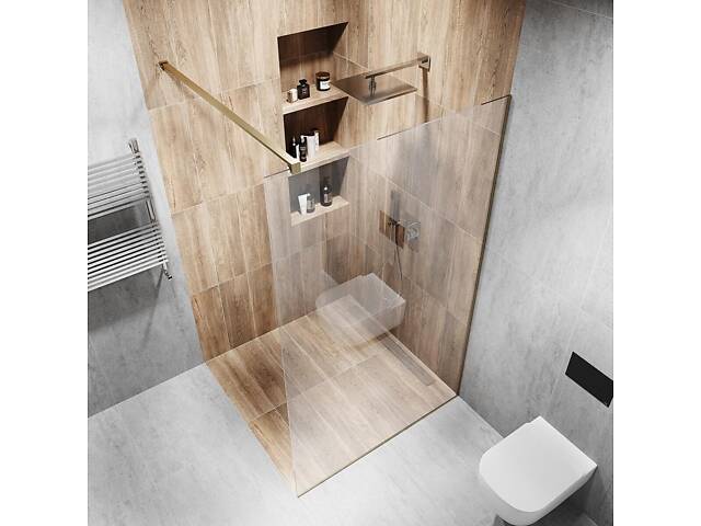 Скляна душова перегородка Alfa-Glass 2000х1000мм скло діамант колір фурнітури Bronze - Бронза (model-A.124) - Фото 2