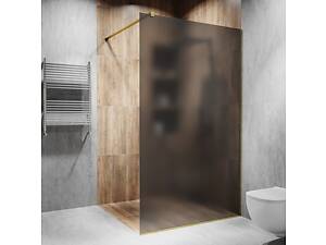 Стеклянная душевая перегородка Alfa-Glass 2000х1000мм стекло графит матовое цвет фурнитуры Золото полированное (model-A.