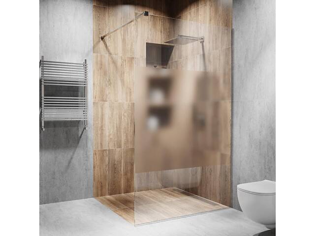 Стеклянная душевая перегородка Alfa-Glass 2000х1000мм стекло бриллиант интим зона цвет фурнитуры PSS полированная (model - Фото 1